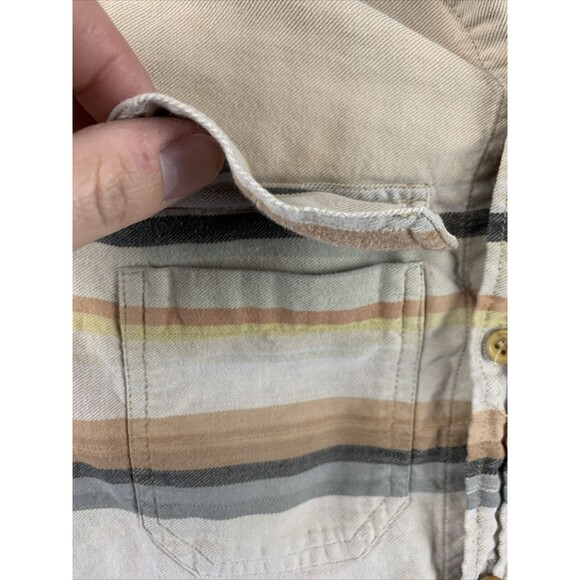 Earthbound Trading Co Mens Medium Long Sleeve Button Up Striped Distressed - Picture 3 of 13